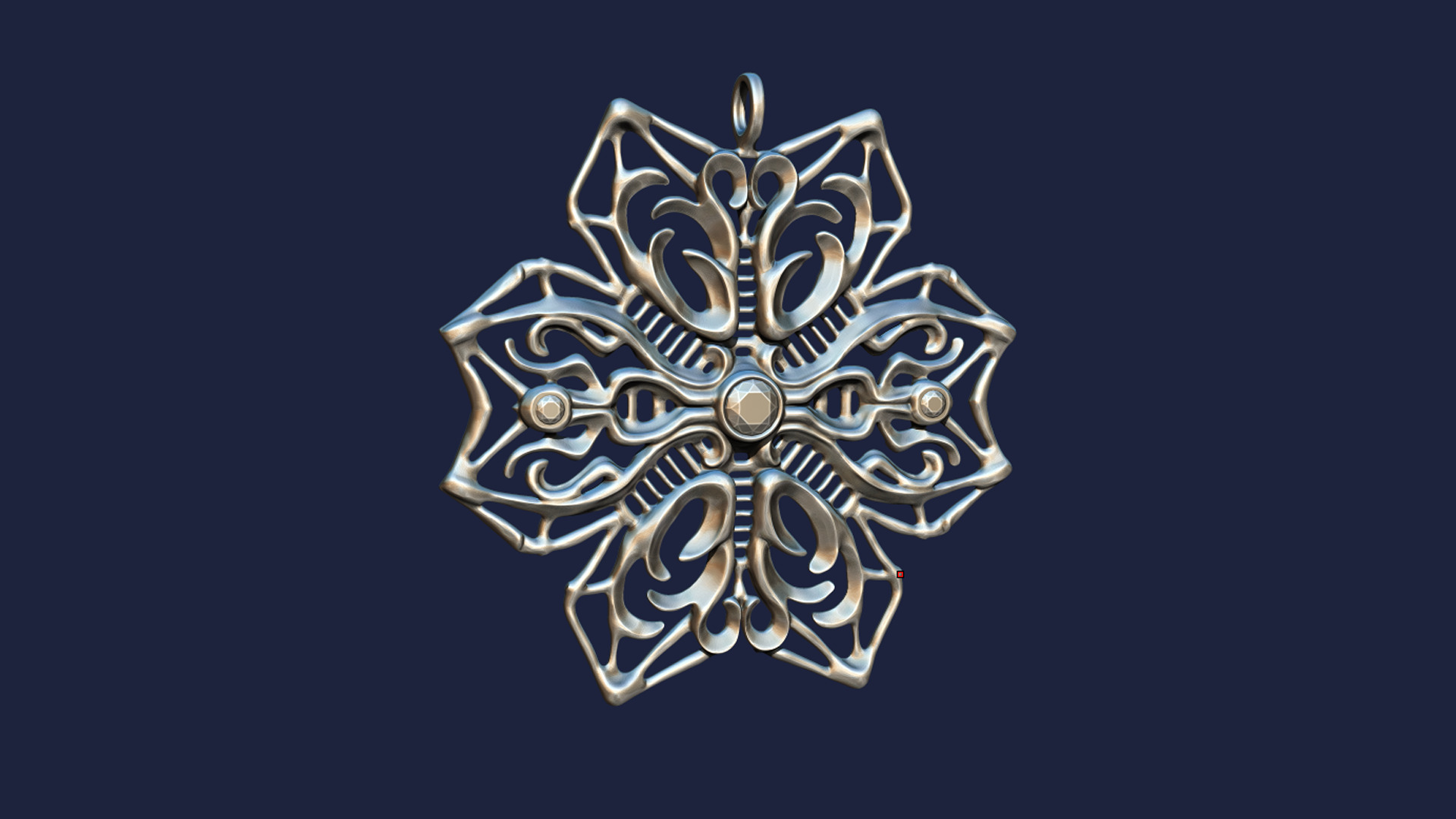 Celestial Frost Filigree Pendant 3D print model_3
