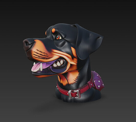 Rottweiler Dog Statue 3D Model Basic - Low Poly Simple Low-poly 3D model
