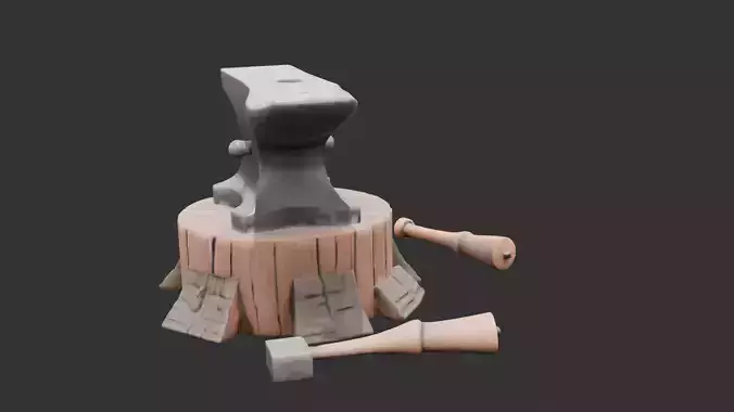 Medieval Blacksmith Anvil with Tools