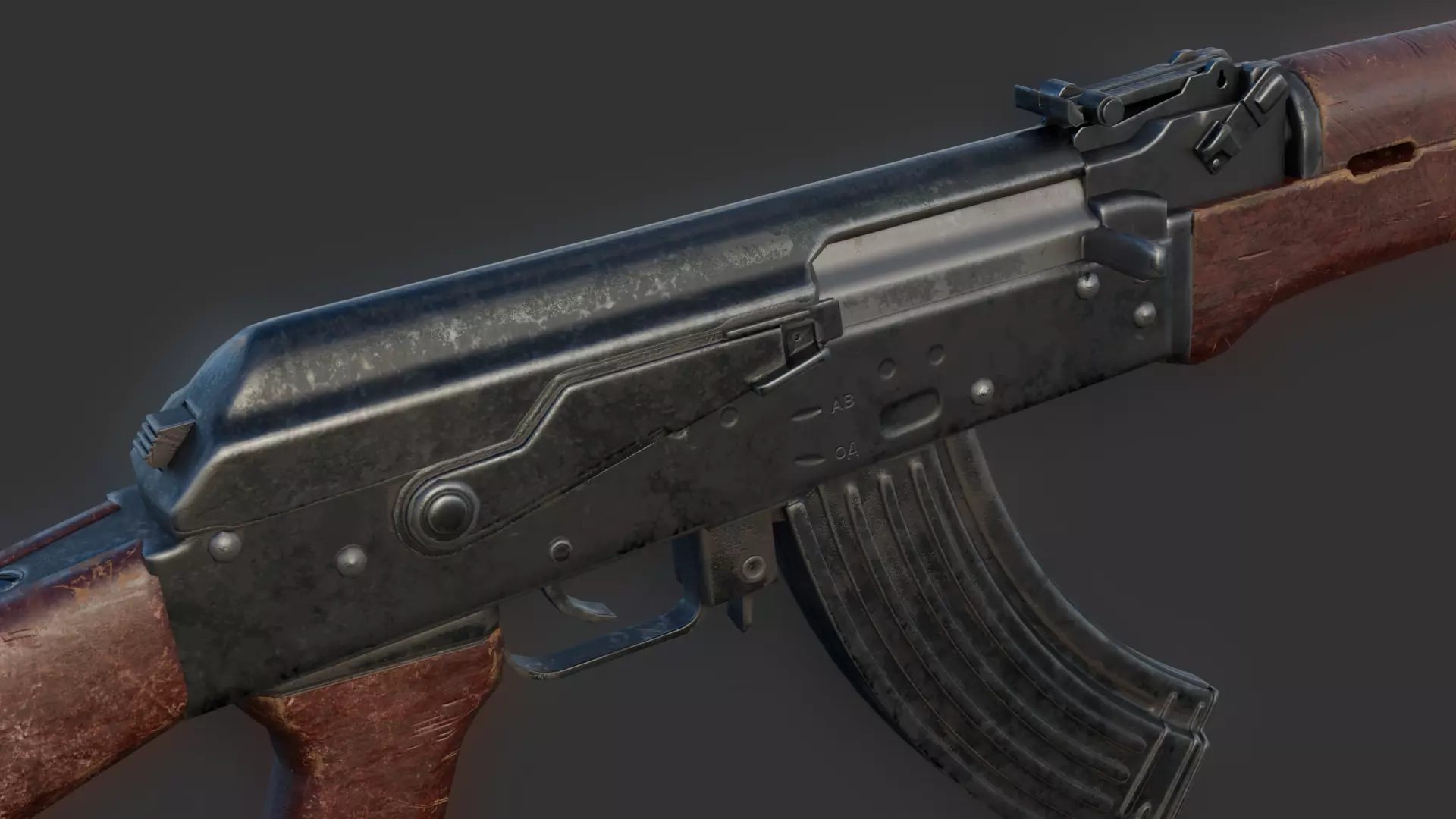 AK-47 AK-74 golden  Low-poly 3D model_7