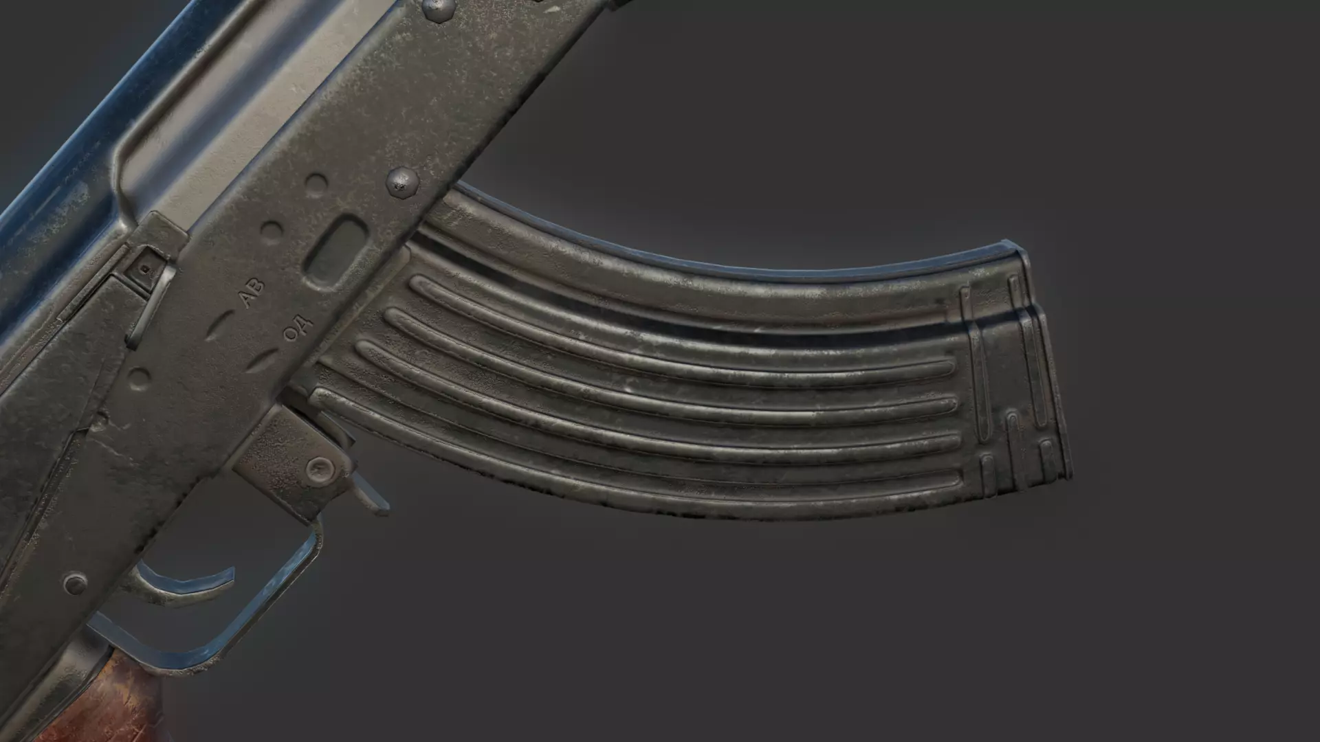AK-47 AK-74 golden  Low-poly 3D model_9