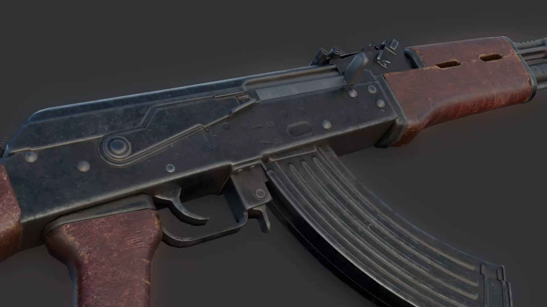 AK-47 AK-74 golden  Low-poly 3D model_6