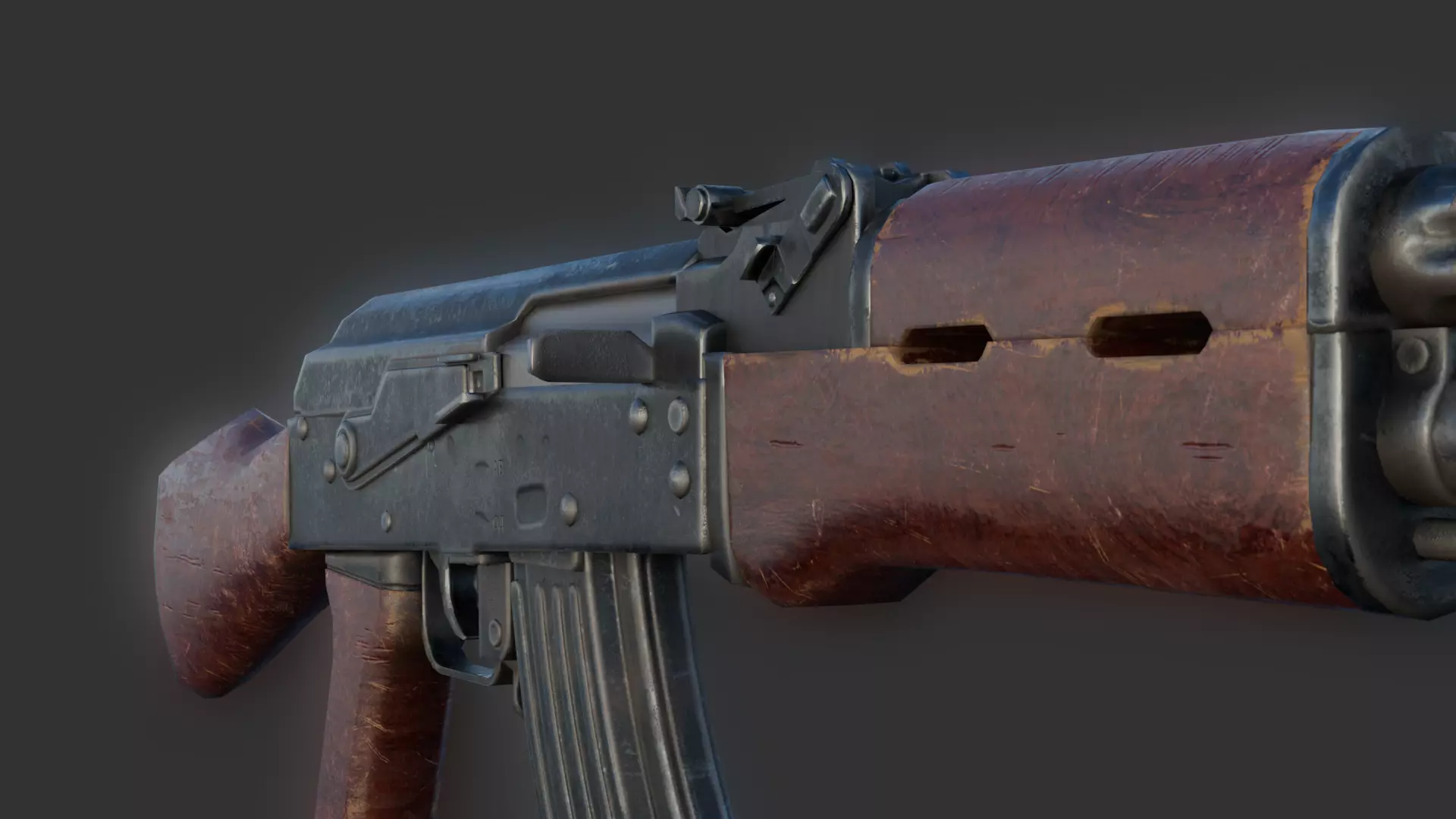 AK-47 AK-74 golden  Low-poly 3D model_3