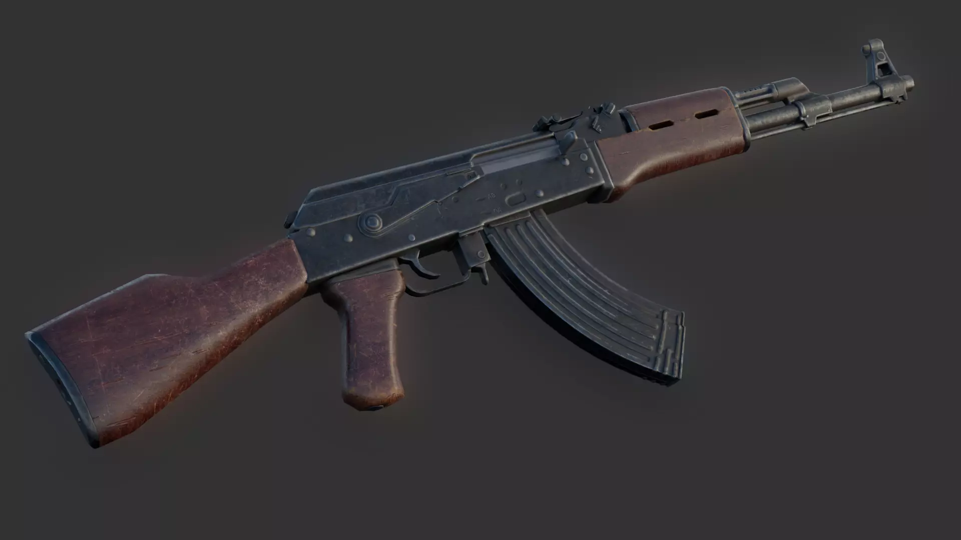 AK-47 AK-74 golden  Low-poly 3D model_4