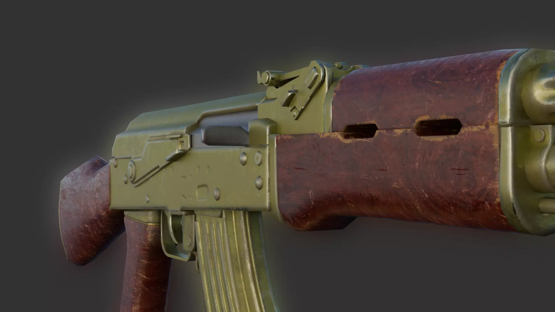 AK-47 AK-74 golden  Low-poly 3D model_2