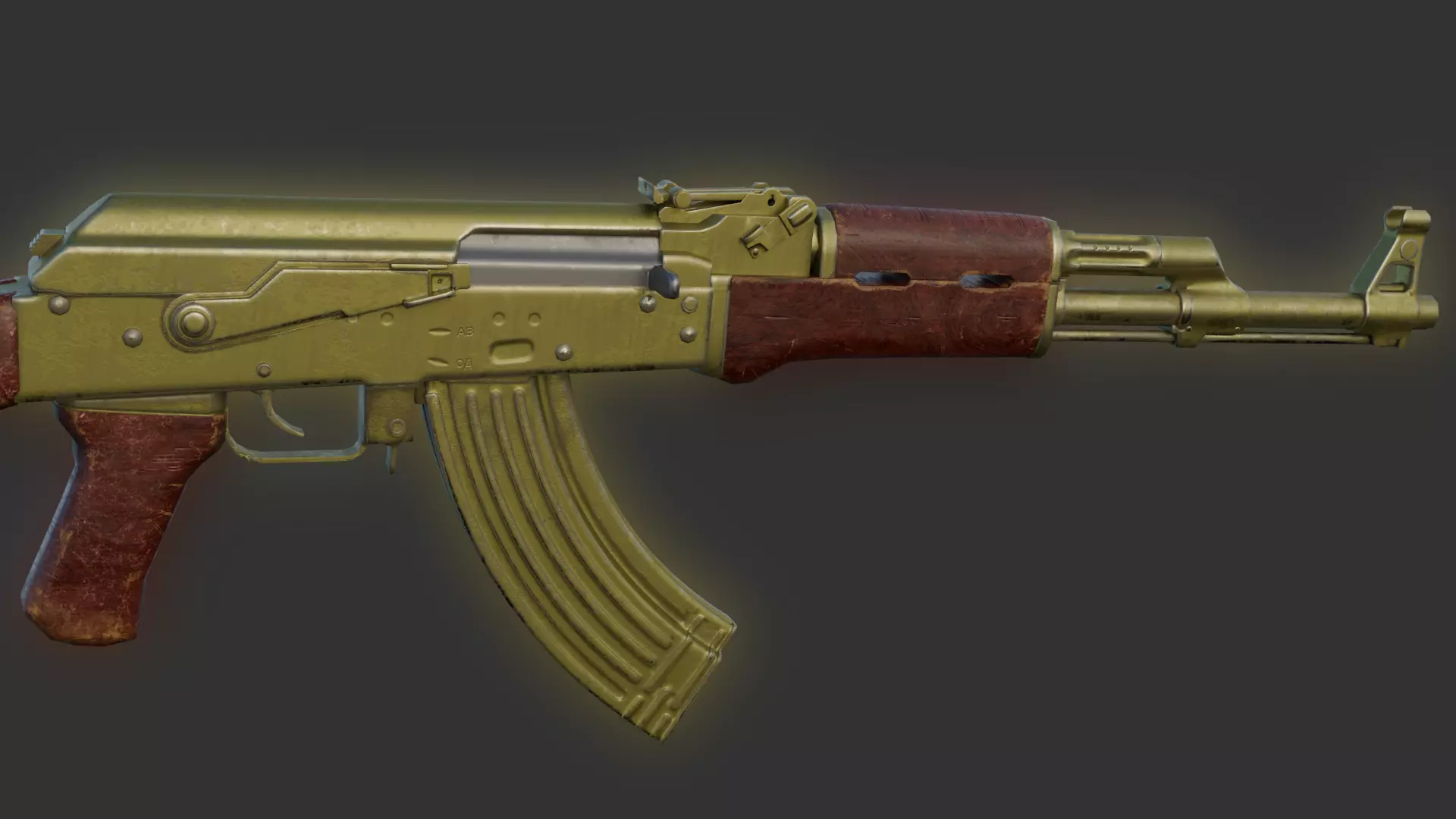 AK-47 AK-74 golden  Low-poly 3D model_5