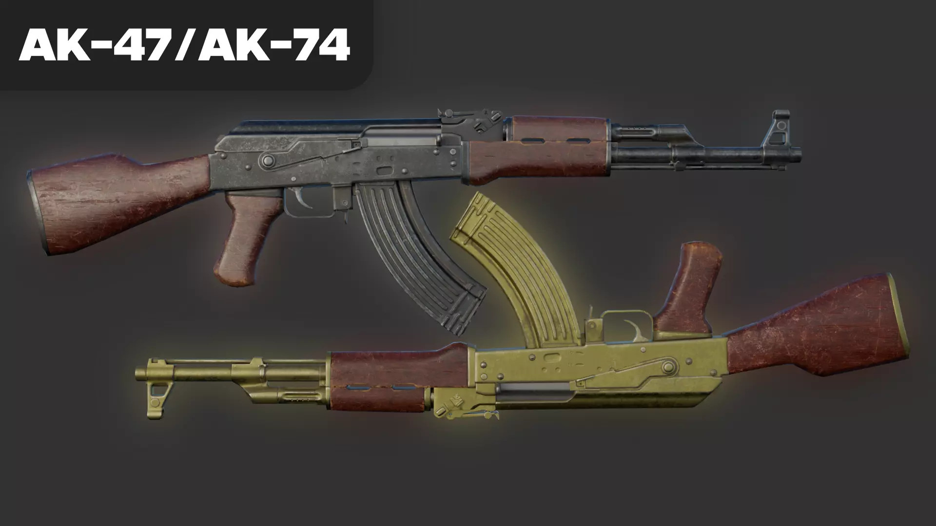 AK-47 AK-74 golden  Low-poly 3D model_13