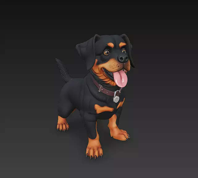 Rottweiler Puppy Dog 3D Model Basic - Low Poly Simple Low-poly 3D model_0