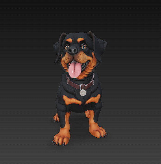 Rottweiler Puppy Dog 3D Model Basic - Low Poly Simple Low-poly 3D model_1