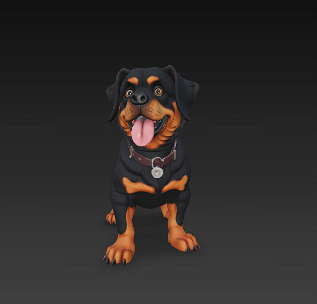 Rottweiler Puppy Dog 3D Model Basic - Low Poly Simple Low-poly 3D model_2