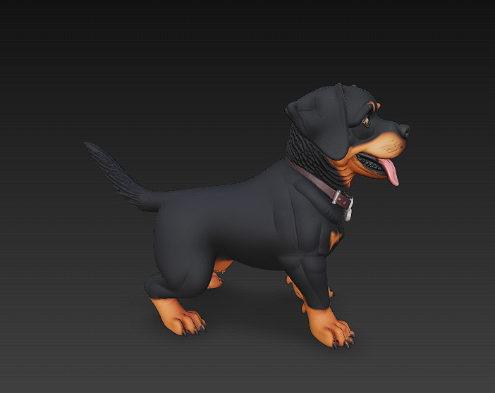 Rottweiler Puppy Dog 3D Model Basic - Low Poly Simple Low-poly 3D model_5