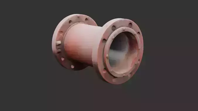 Rusty Industrial Pipe Segment Low-poly 3D model