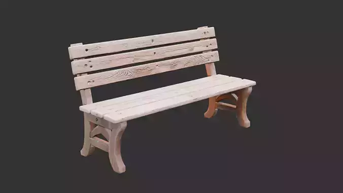Wooden Outdoor Bench with Backrest