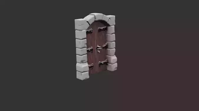Castle Dungeon Door with Iron Hinges