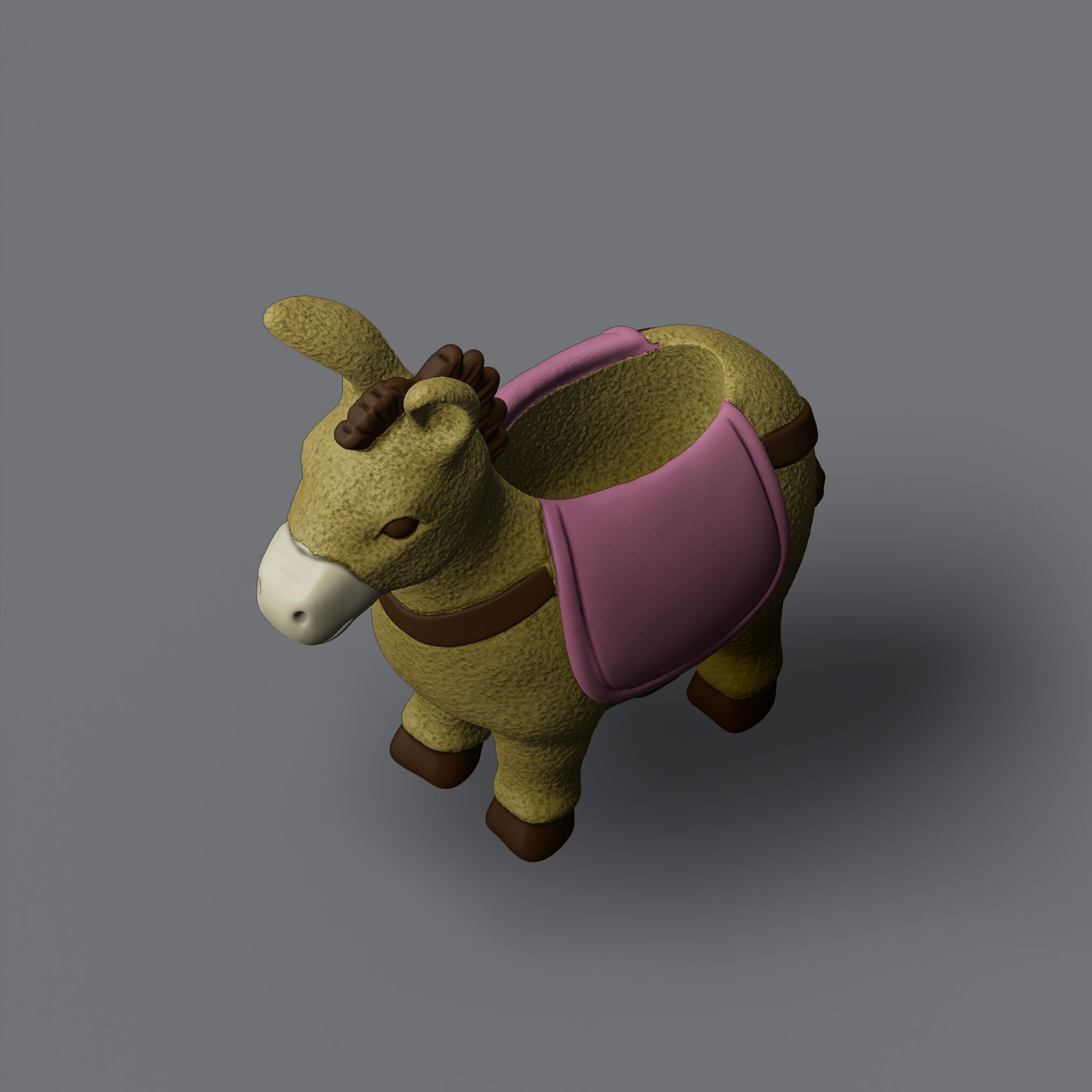 donkey shaped cactus planter 3D print model_5