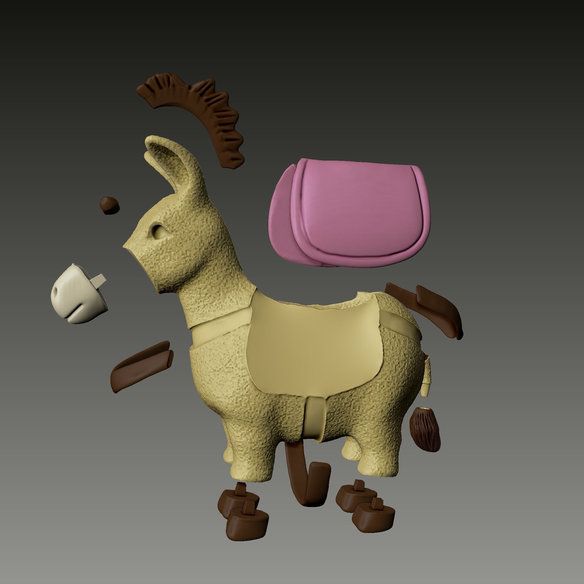 donkey shaped cactus planter 3D print model_2