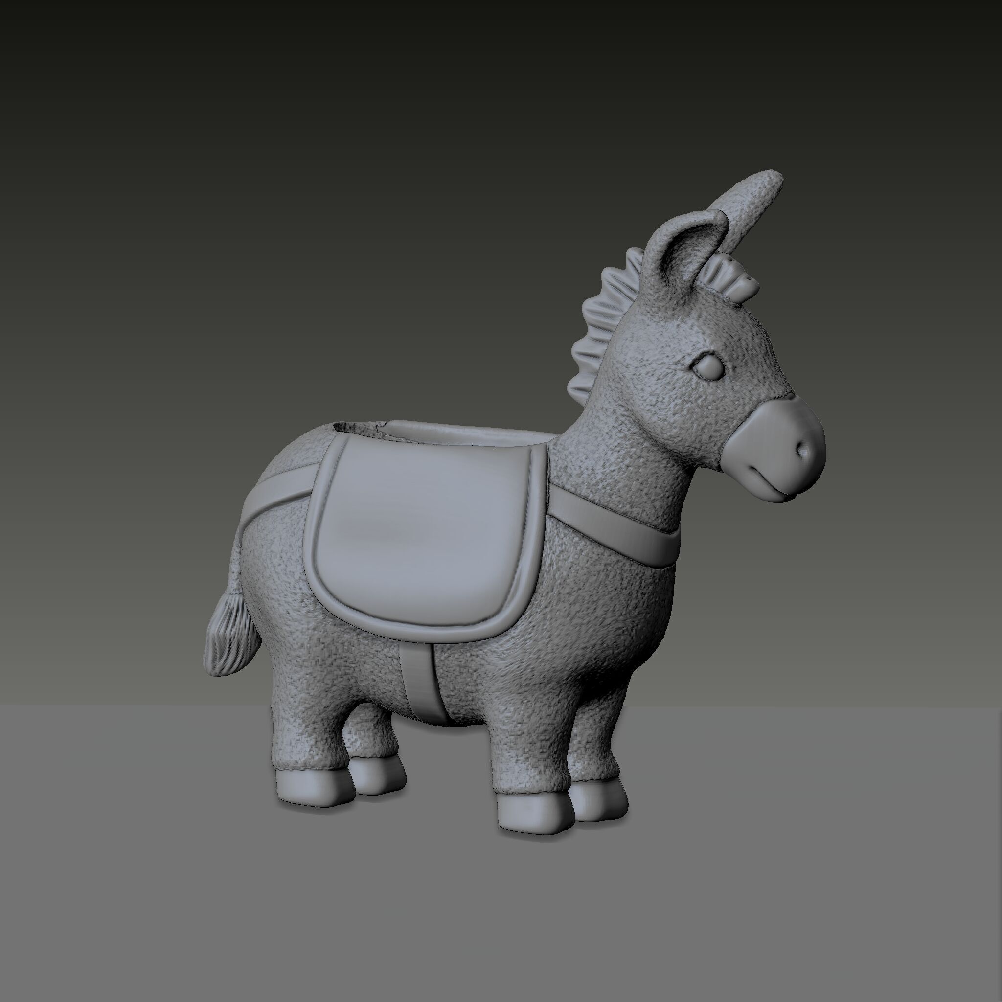 donkey shaped cactus planter 3D print model_1