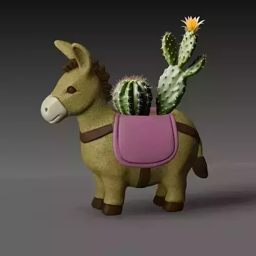 donkey shaped cactus planter
