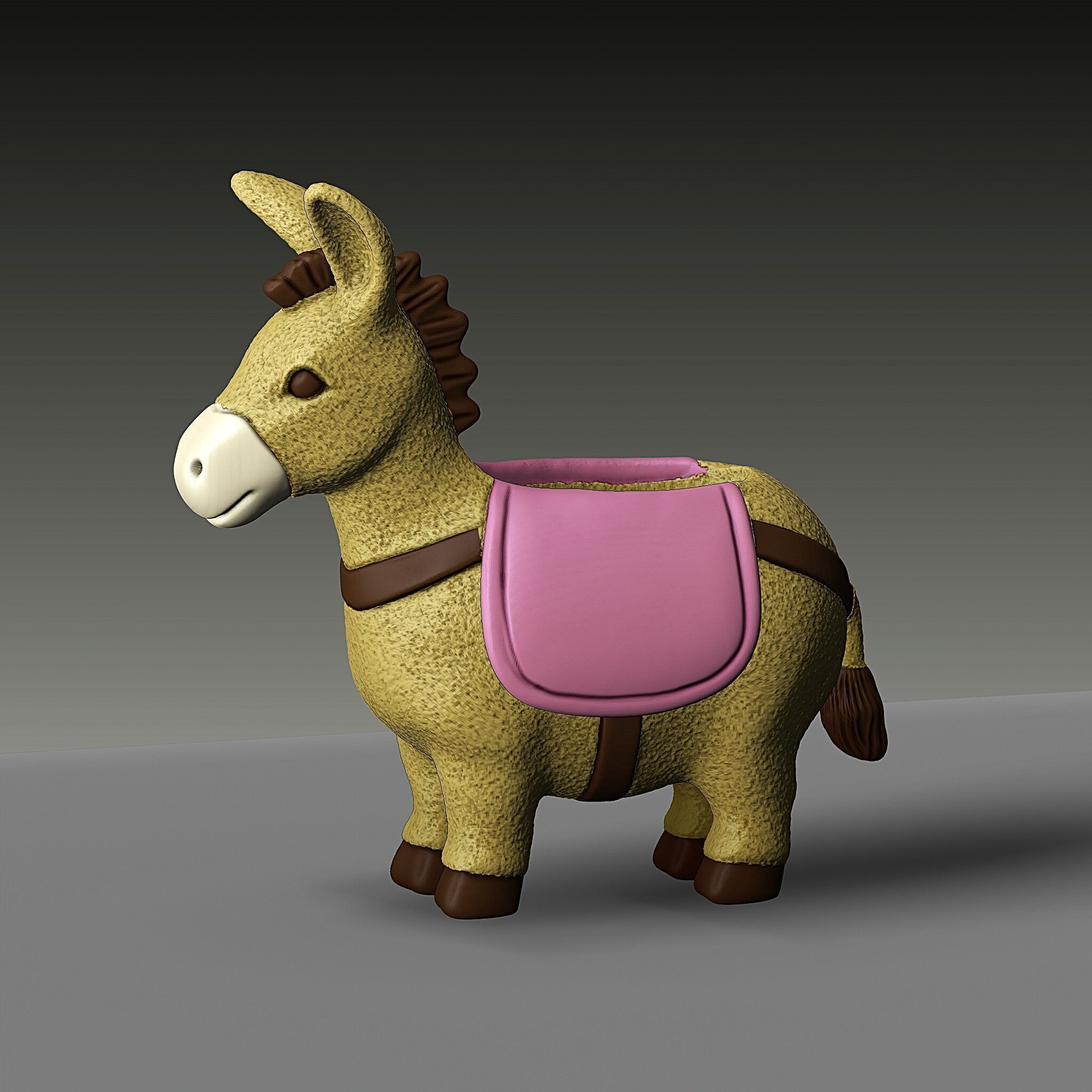 donkey shaped cactus planter 3D print model_6