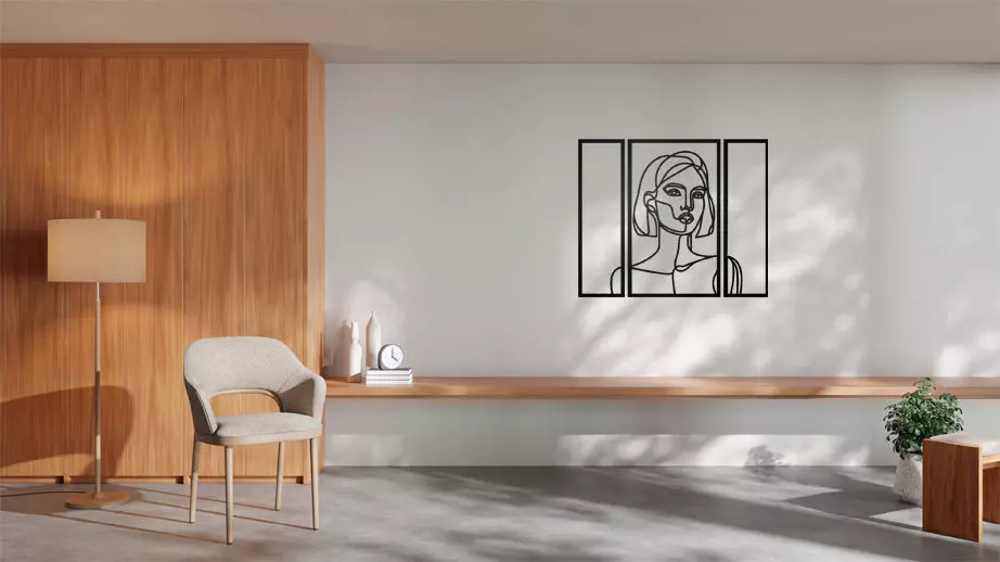 Minimalist Woman Line Art Wall Decor 3D print model