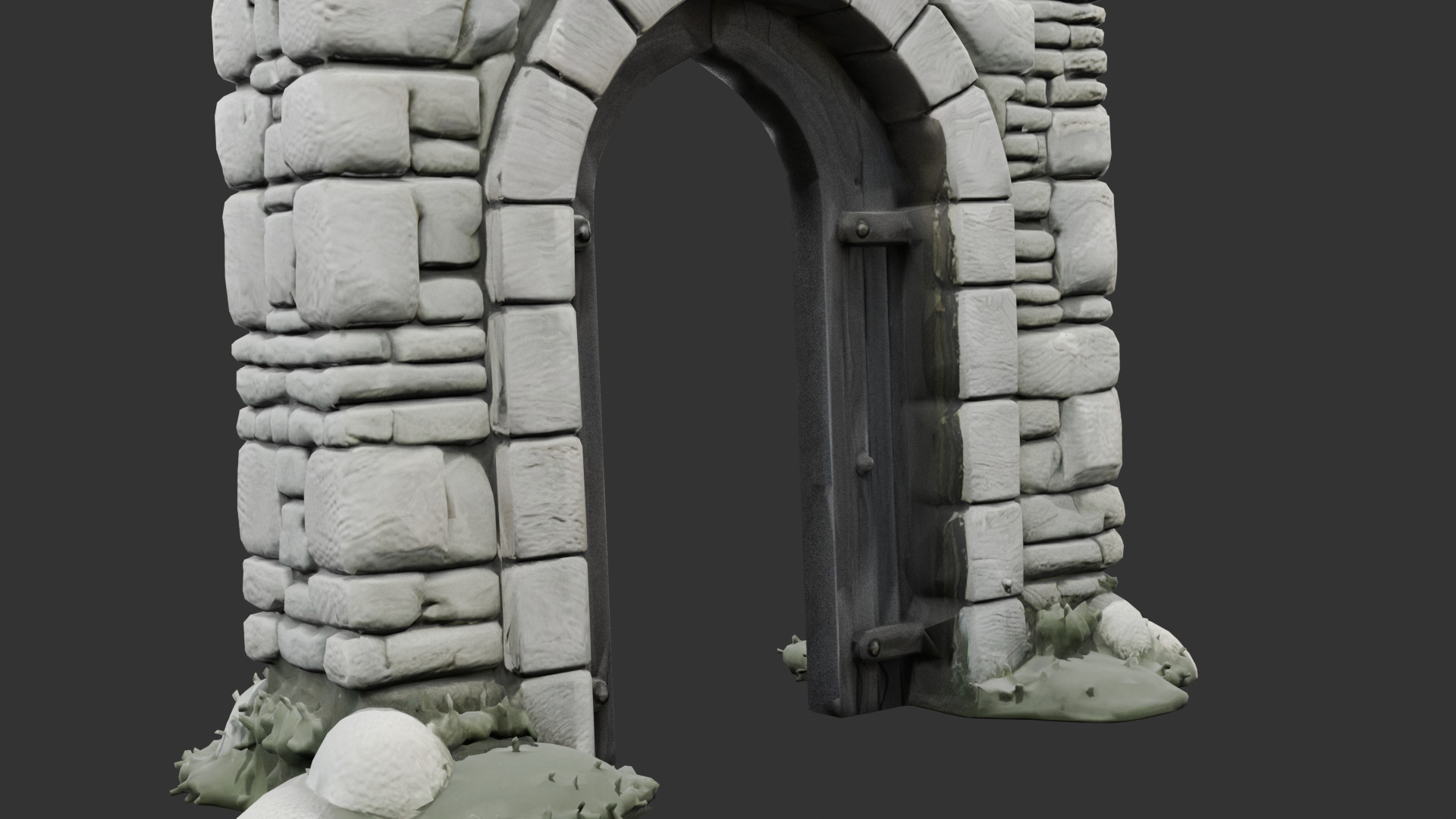 Medieval Stone Arch Doorway Low-poly 3D model_2