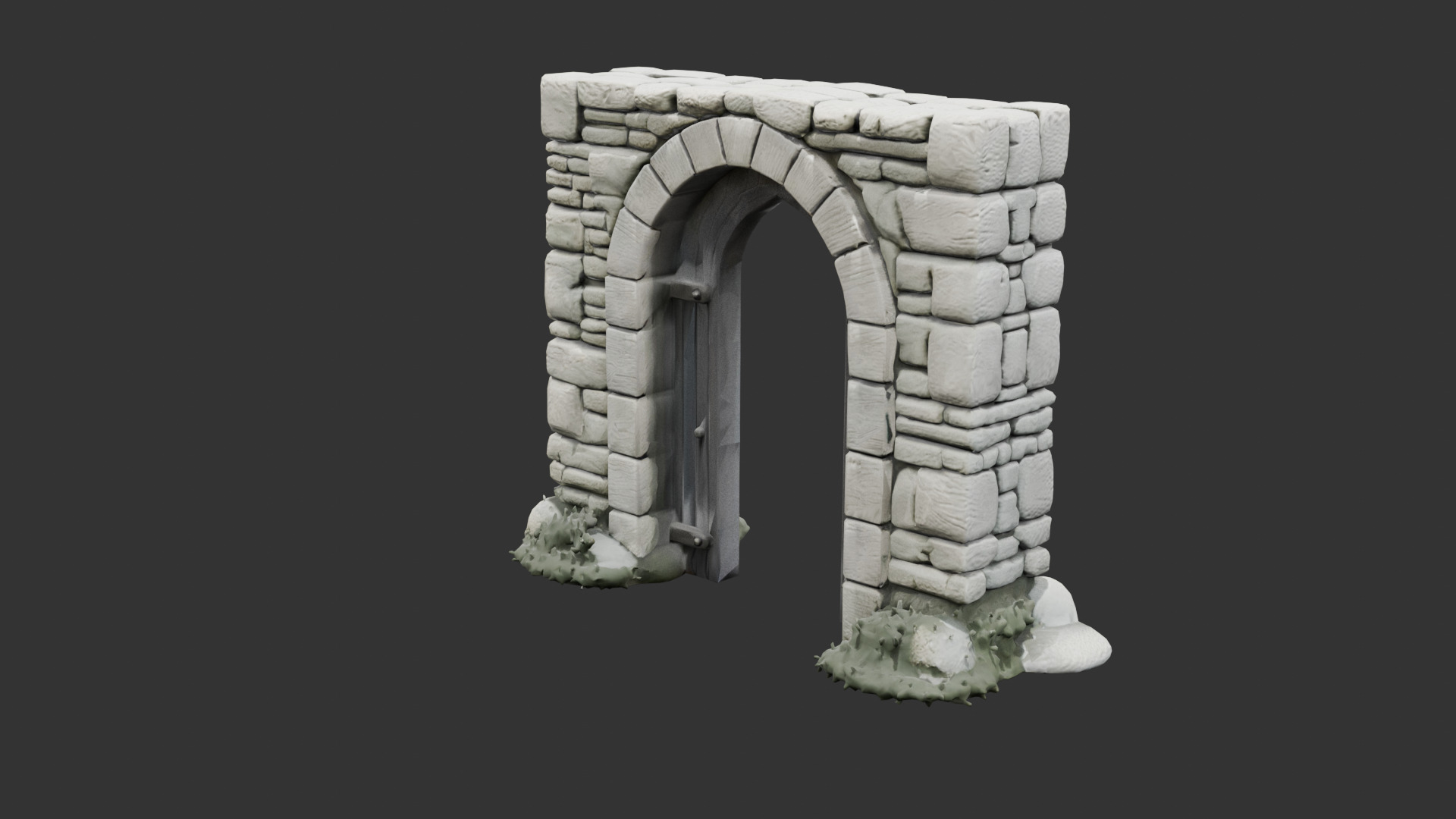 Medieval Stone Arch Doorway Low-poly 3D model_12