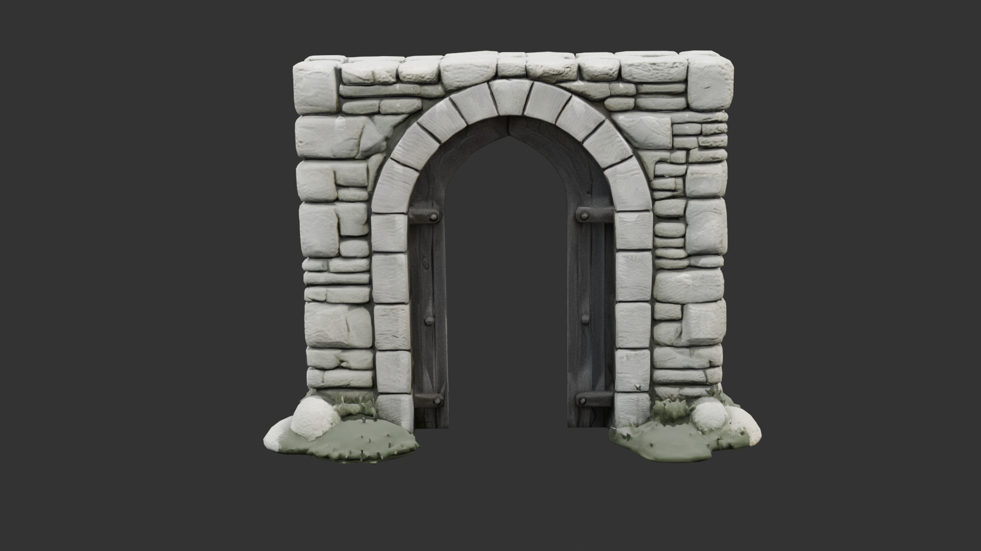 Medieval Stone Arch Doorway Low-poly 3D model_17