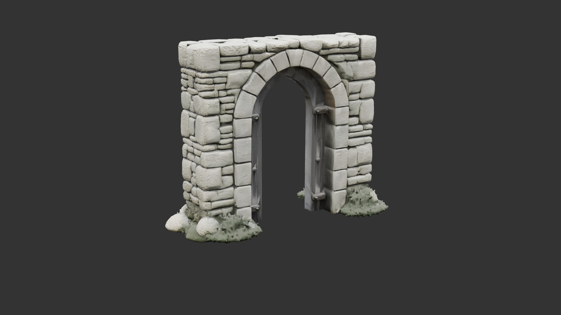 Medieval Stone Arch Doorway Low-poly 3D model_14