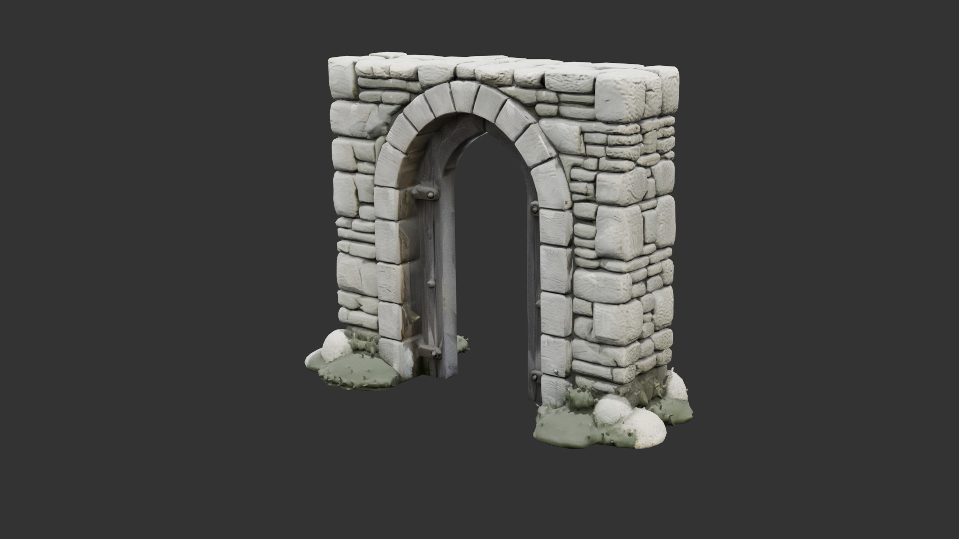 Medieval Stone Arch Doorway Low-poly 3D model_16