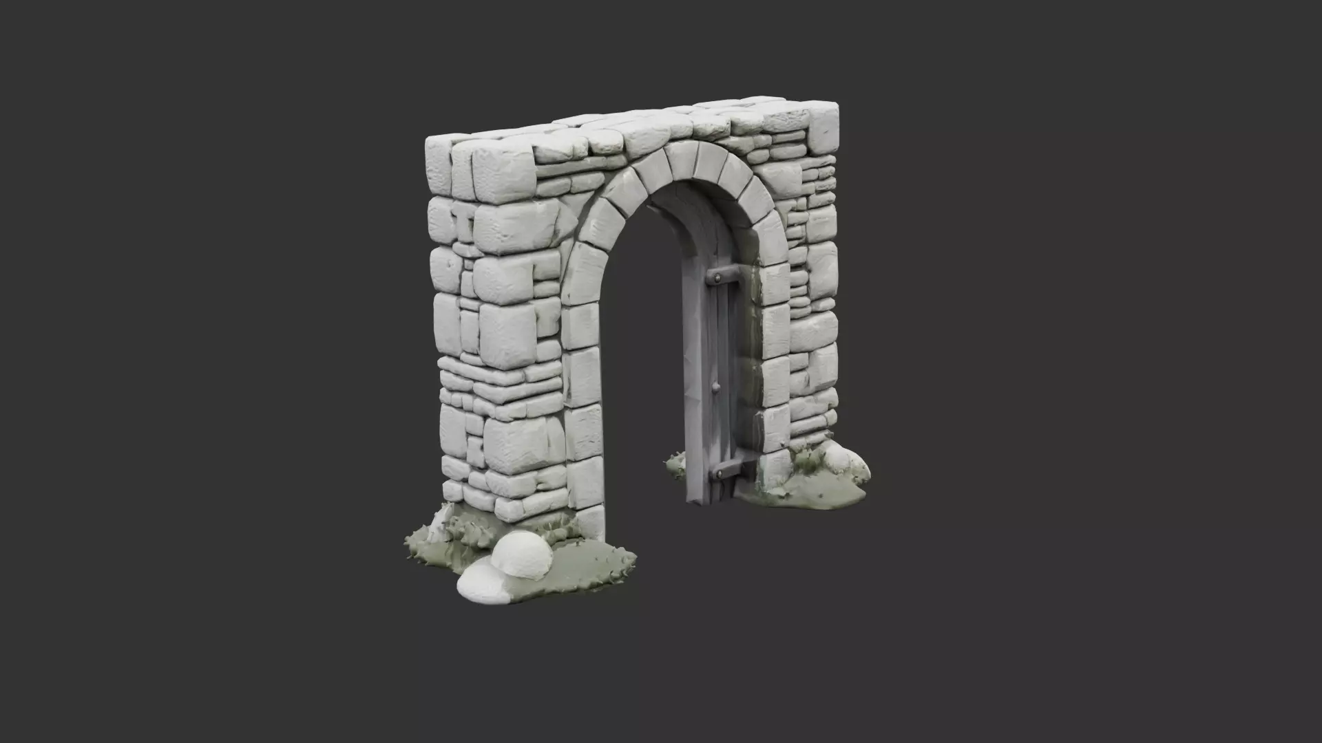 Medieval Stone Arch Doorway Low-poly 3D model_0