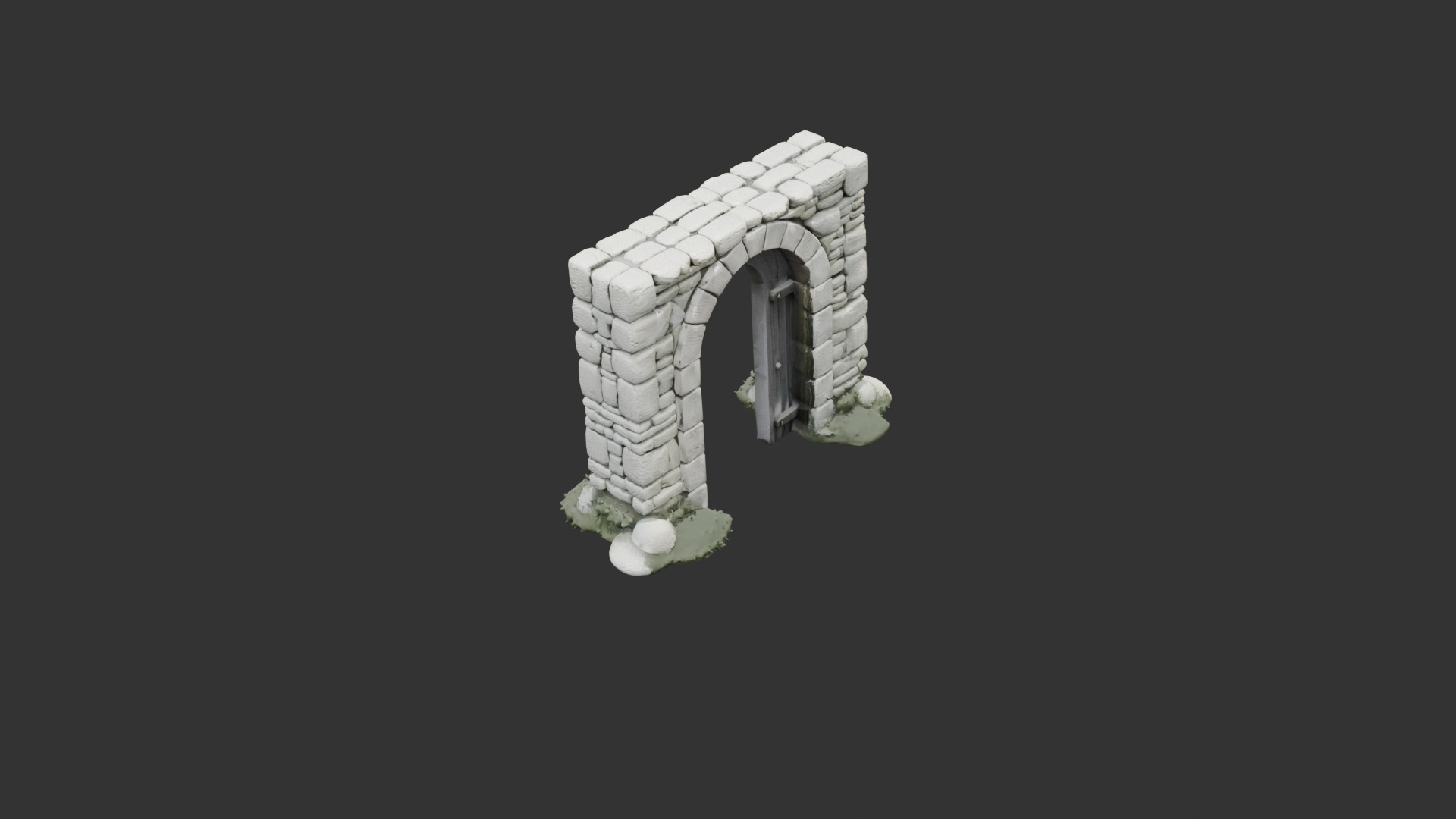 Medieval Stone Arch Doorway Low-poly 3D model_3