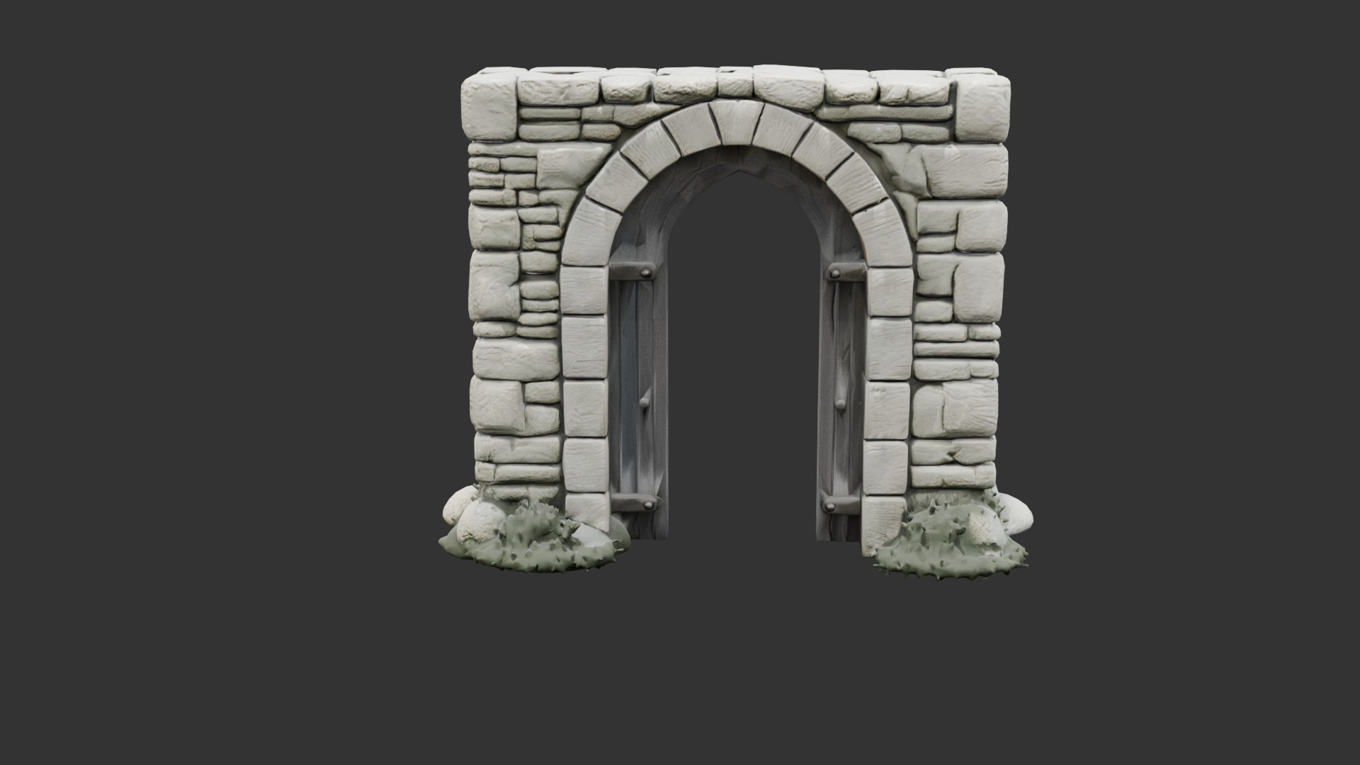 Medieval Stone Arch Doorway Low-poly 3D model_18
