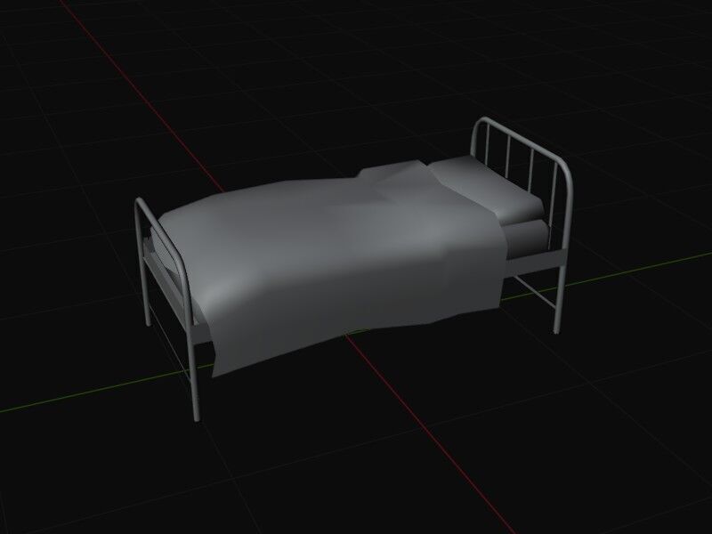 Low Poly Hospital Bed Game-Ready 3D Model Low-poly 3D model_1