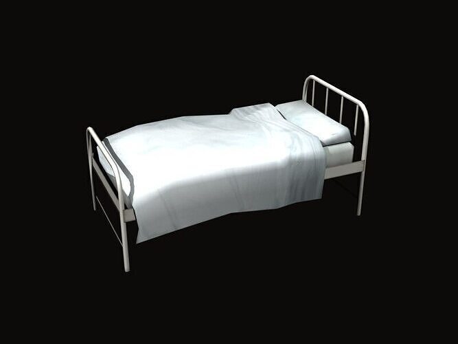 Low Poly Hospital Bed Game-Ready 3D Model Low-poly 3D model