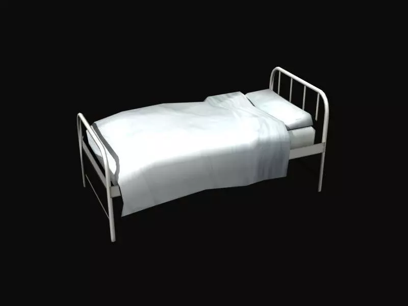 Low Poly Hospital Bed Game-Ready 3D Model Low-poly 3D model_0