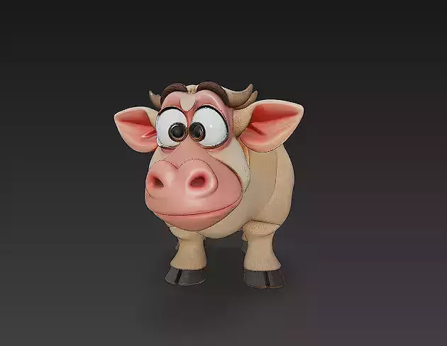 Cow Cartoon 3D Model Basic - Low Poly Simple Low-poly 3D model