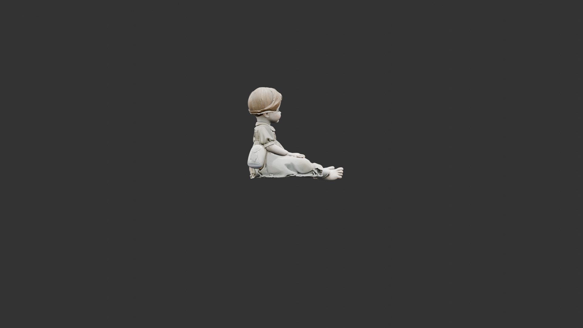 Creepy Victorian Doll Low-poly 3D model_11