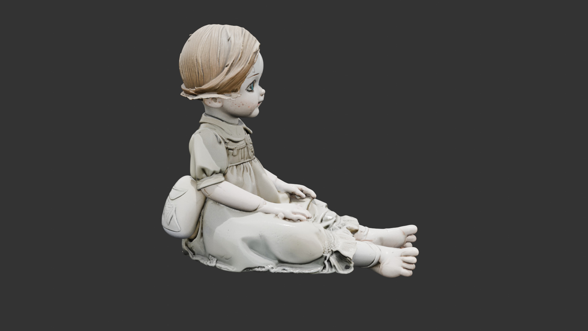 Creepy Victorian Doll Low-poly 3D model_1