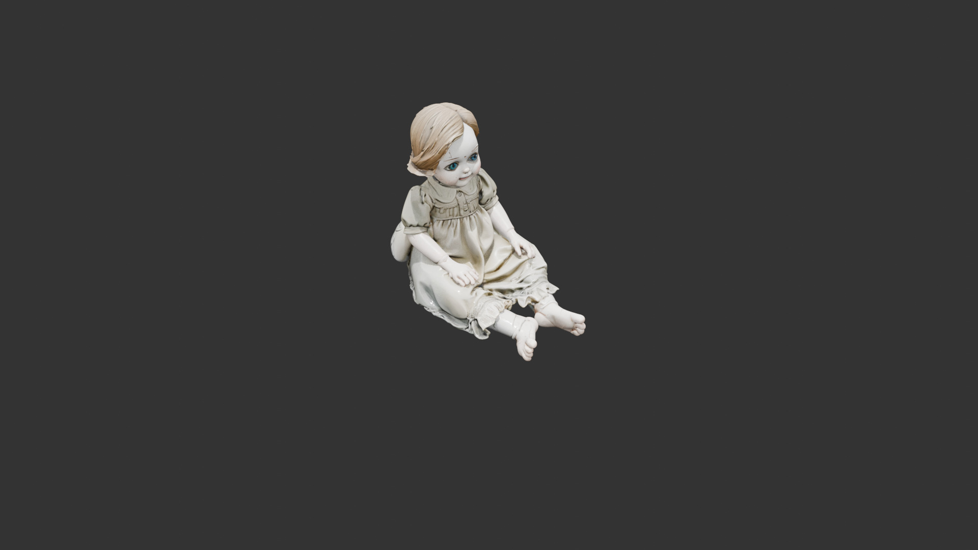 Creepy Victorian Doll Low-poly 3D model_3