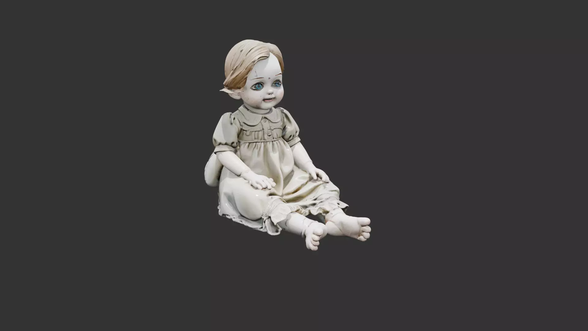 Creepy Victorian Doll Low-poly 3D model_0
