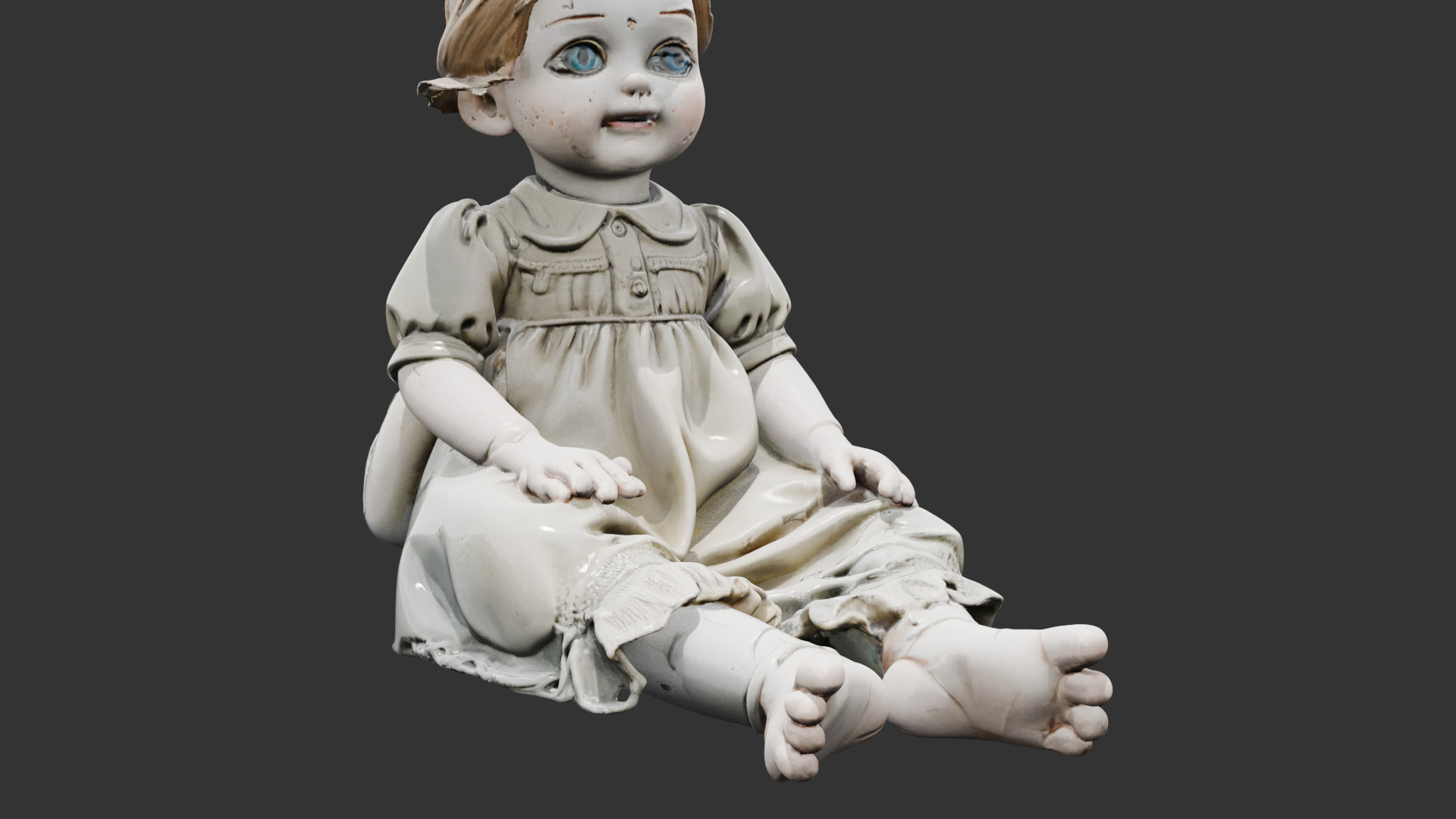 Creepy Victorian Doll Low-poly 3D model_2