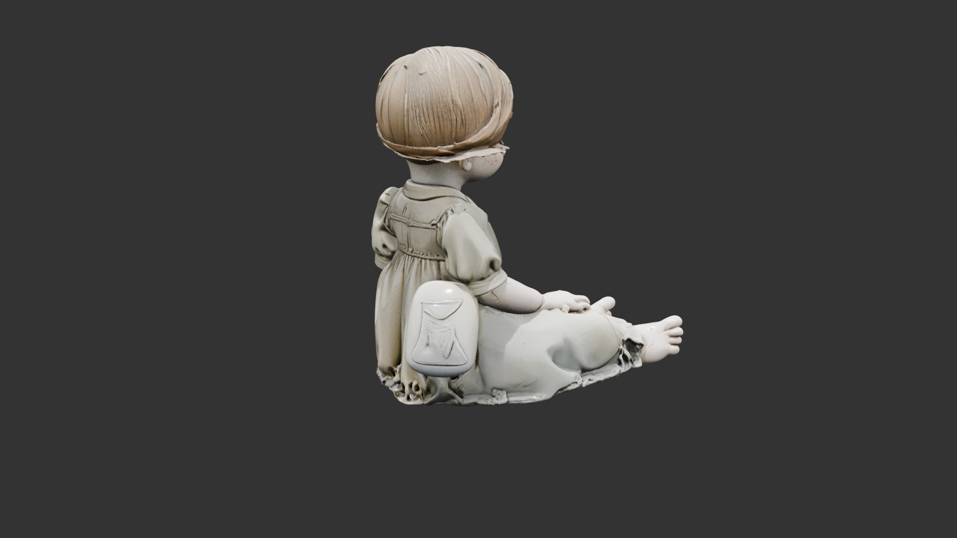 Creepy Victorian Doll Low-poly 3D model_12