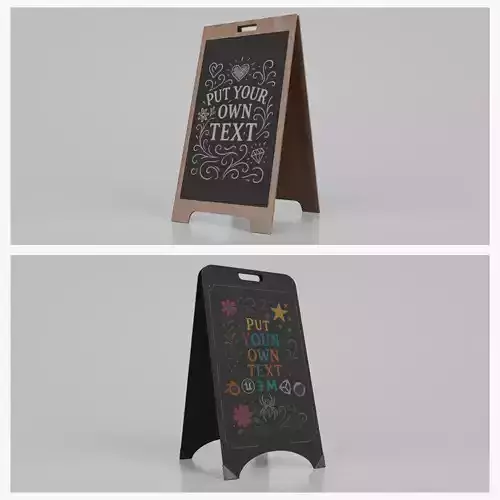 Customizable Wooden and Modern Chalkboard Signs 3D Model Collection