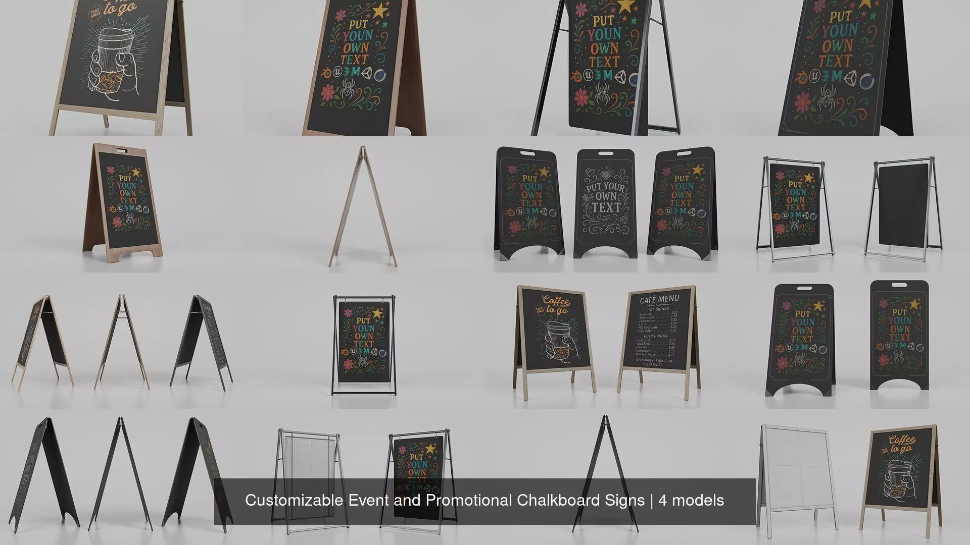 Customizable Event and Promotional Chalkboard Signs 3D Model Collection_5