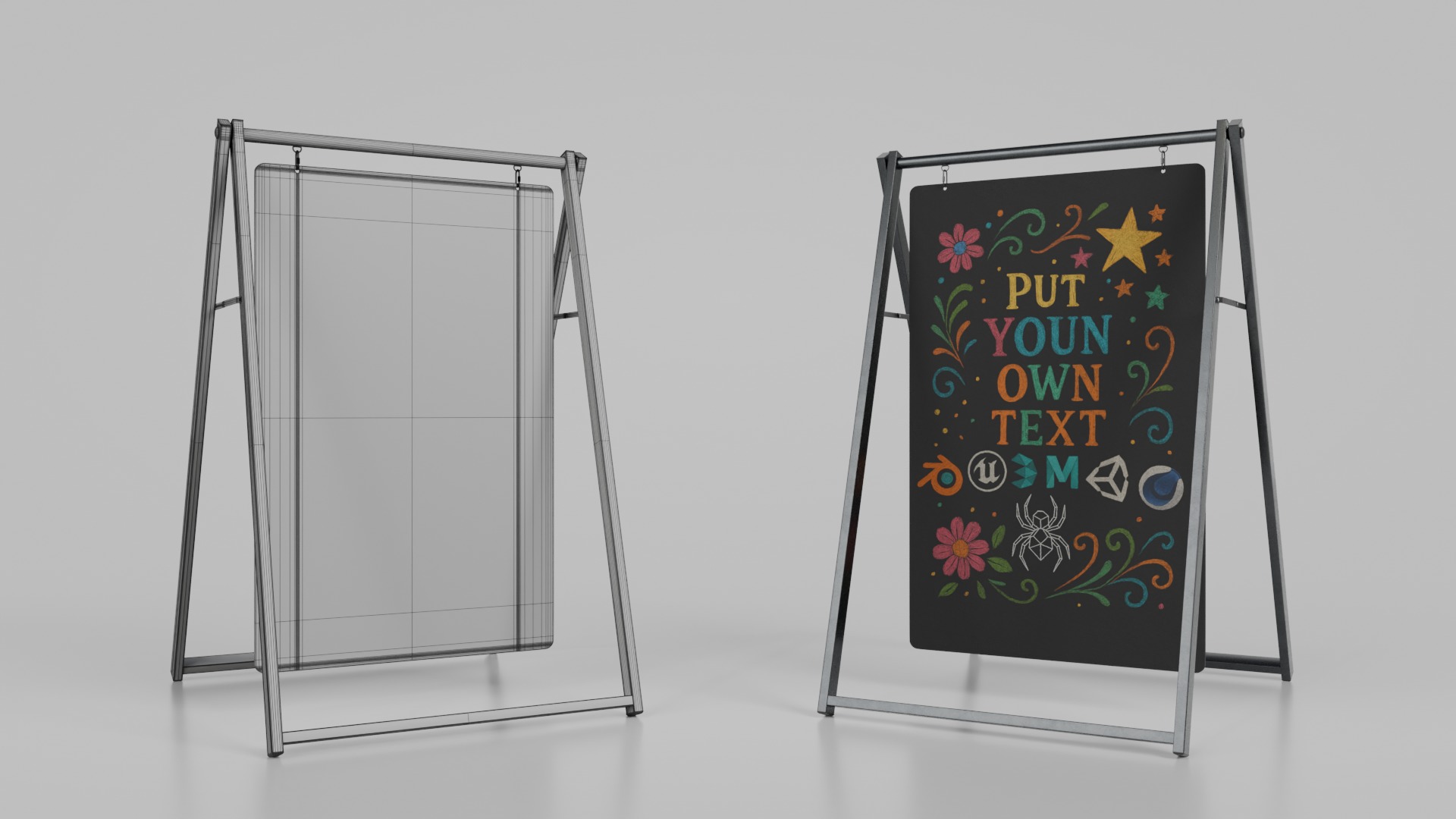 Customizable Event and Promotional Chalkboard Signs 3D Model Collection_17