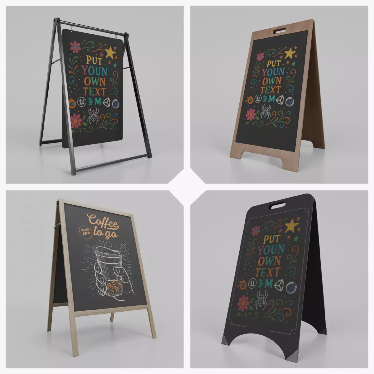 Customizable Event and Promotional Chalkboard Signs 3D Model Collection_0