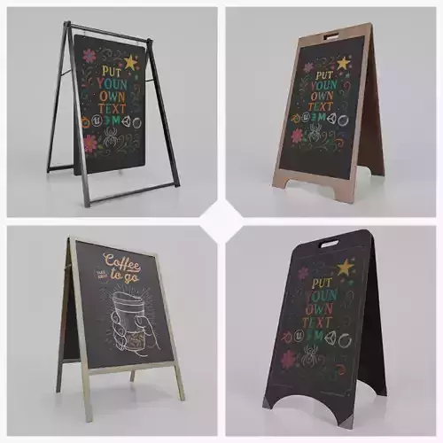 Customizable Event and Promotional Chalkboard Signs 3D Model Collection
