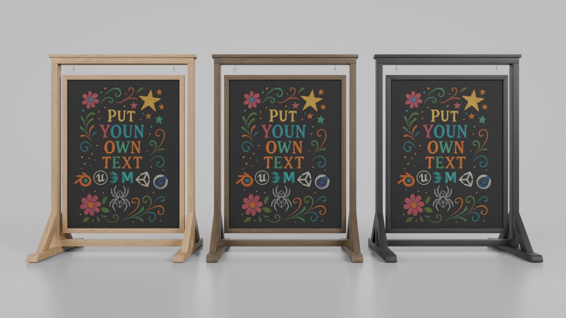 Customizable Artisan Chalkboard Signs 3D Model Collection_9