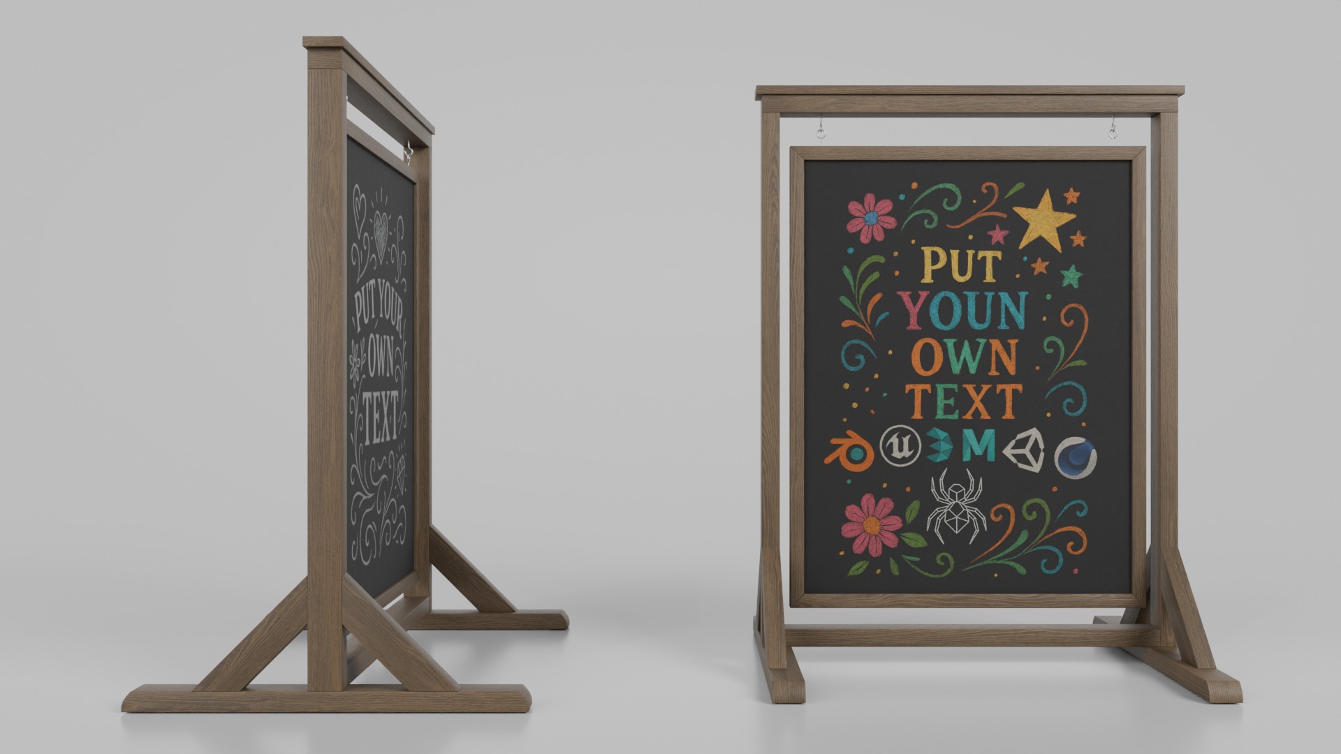 Customizable Artisan Chalkboard Signs 3D Model Collection_10