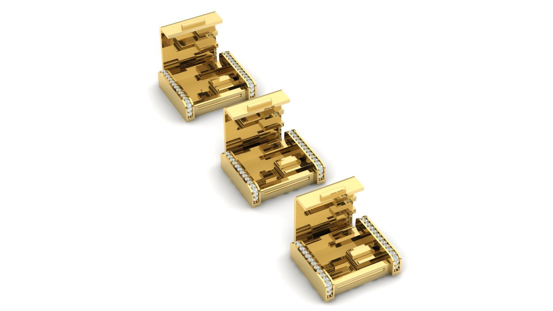 PACK Cuban Locks with Diamonds Sides 26mm 27mm 28mm 3D print model_1